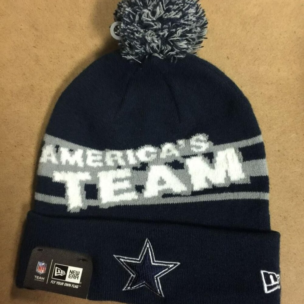 DALLAS COWBOYS Knit Beanie Hat Ski Cap 'AMERICAS TEAM' Navy TOQUE BY NEW ERA NWT